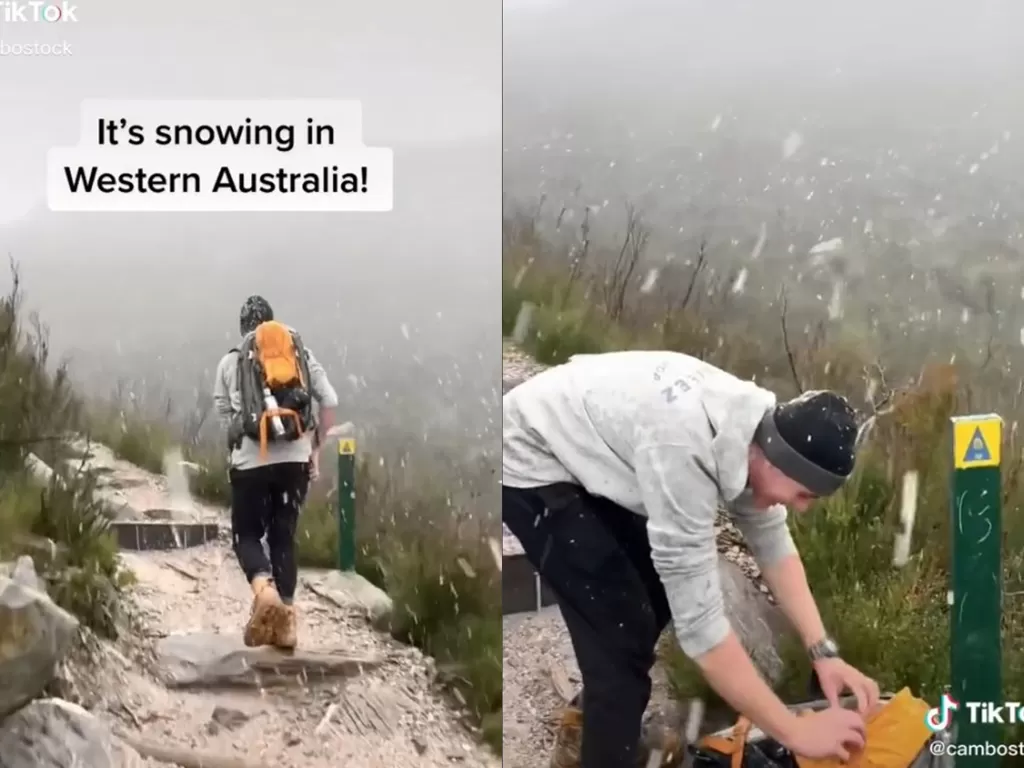 Viral salju turun pertama kali di Australia Barat (Tangkapan layar/TikTok)