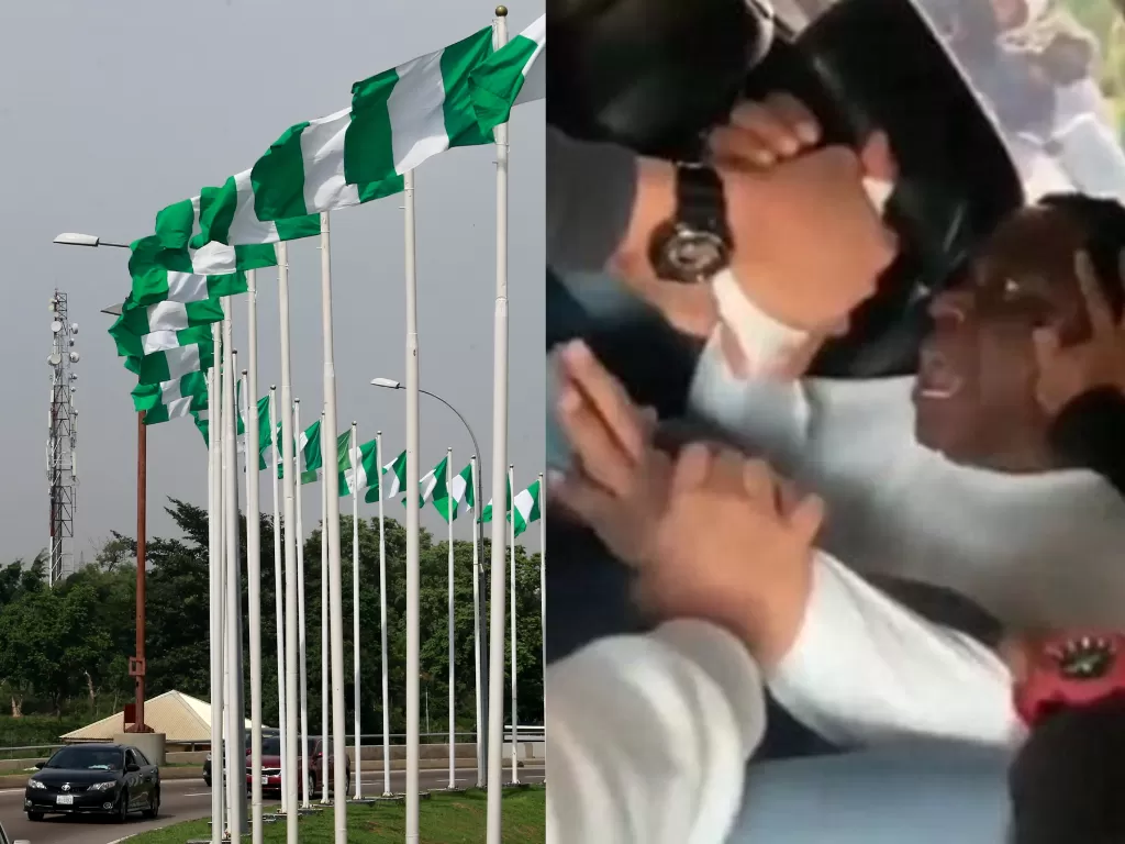 Kiri: Bendera Nigeria (REUTERS) | Kanan: Dugaan penganiayaan terhadap diplomat Nigeria (Istimewa)