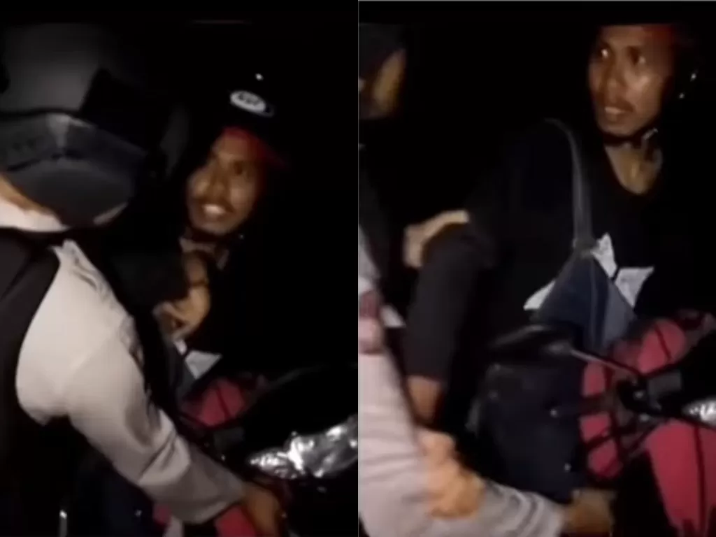 Aksi kocak pria saat hendak ditilang petugas polisi (Instagram/duniapunyacerita)