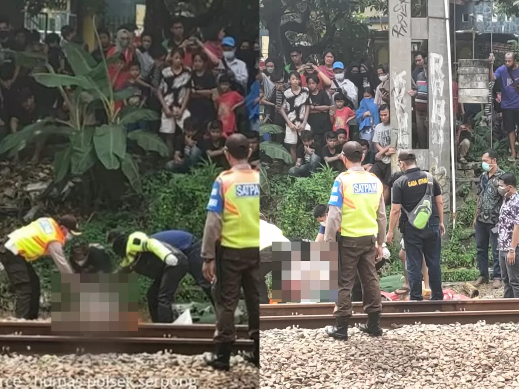 Wanita tewas terbelas dua usai tersambar kereta api di Serpong Tangsel (Istimewa)