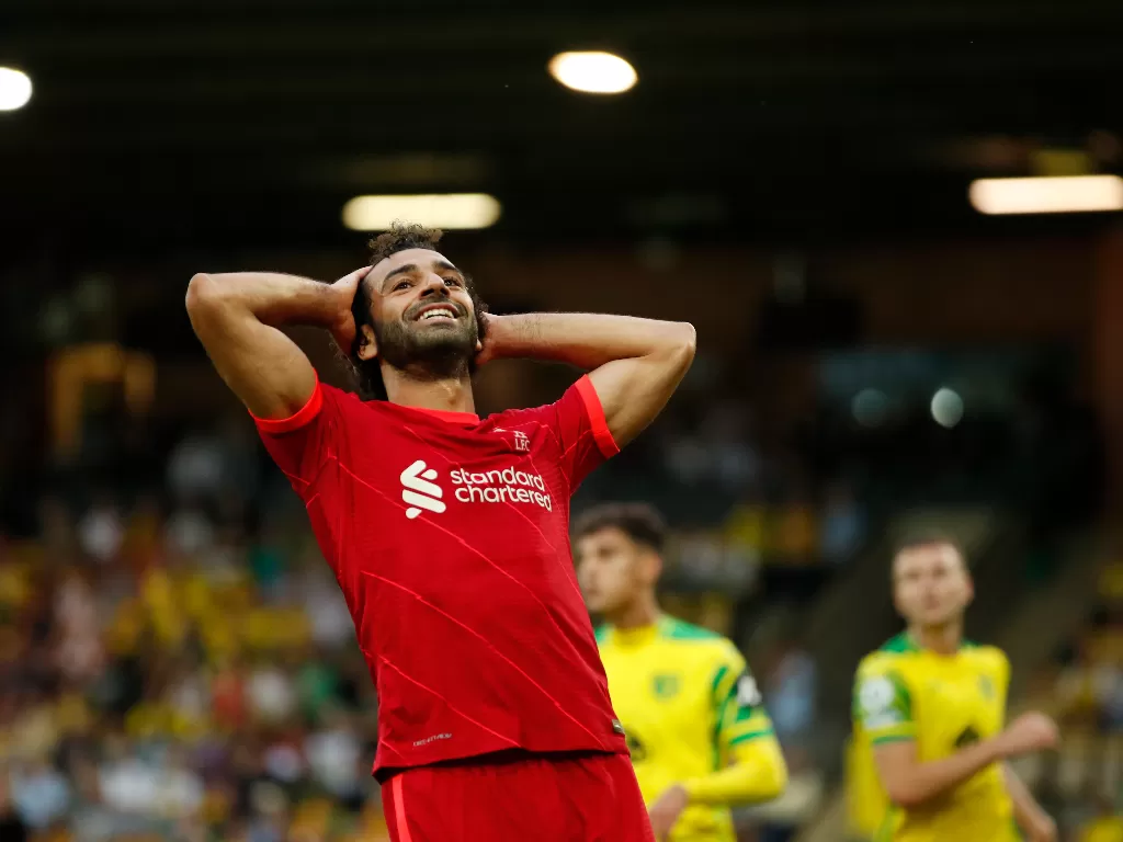 Mohamed Salah saat laga Norwich vs Liverpool (Reuters/Peter Cziborra)