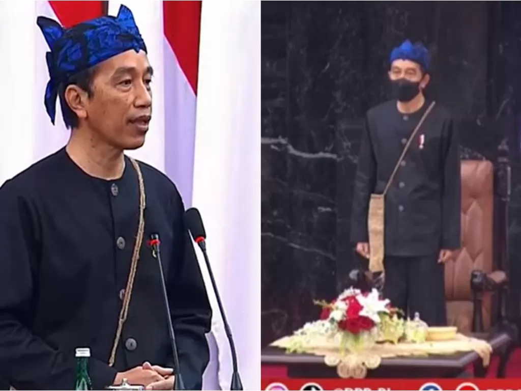Jokowi mengenakan pakaian adat suku Baduy. (Dok. Sekretariat Presiden)
