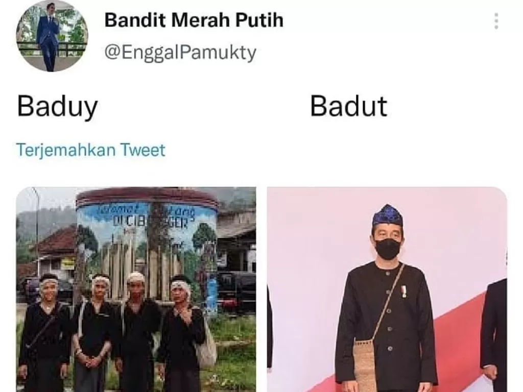 Aktivis Enggal Pamukty sebut Jokowi badut. (Twitter)