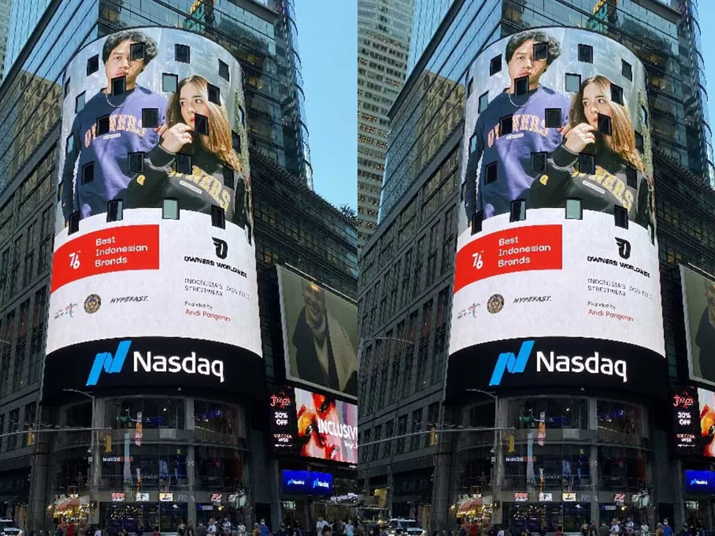 Tampilan brand Indonesia yang tampil di Times Square New York. (photo/Dok. Hypefast)