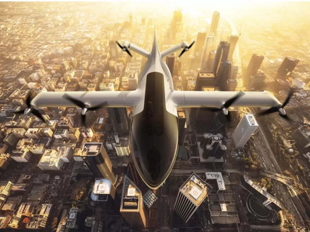 Ilustrasi - Rancangan pesawat listrik yang dilengkapi 'electric propultion unit' (EPU) yang akan dikembangkan Honeywell bersama Denso. ANTARA/HO-Denso