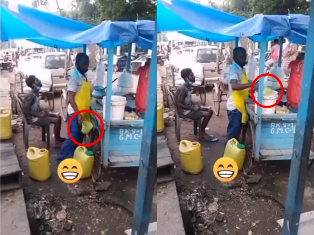 Pria terciduk buang air kecil di gayung (Instagram/@kamerapengawas)