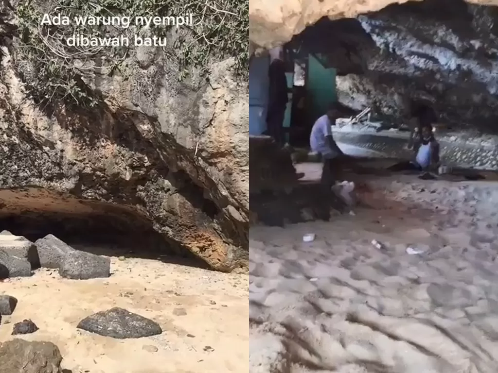 Warung yang ada di bawah batu karang (TikTok/ridhex)