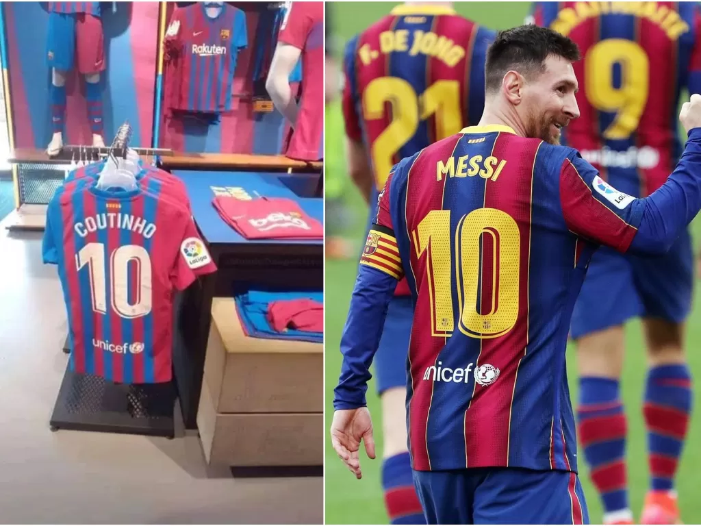 Jersey Barcelona nomor punggung 10. (photo/Sun Sport/Instagram/@leomessi)