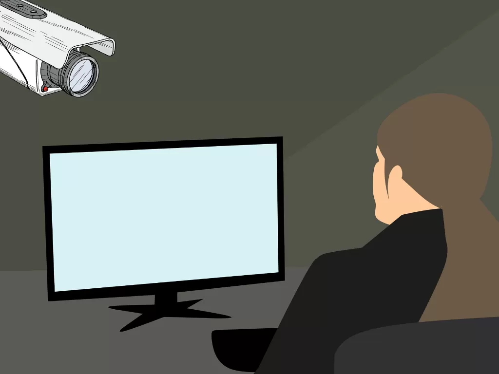 Ilustrasi wanita melihat rekaman CCTV (Pixabay)