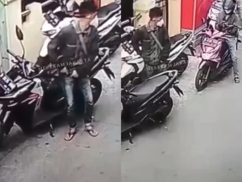 Pencurian sepeda motor milik marbot masjid. (Photo/Instagram/@merekamjakarta)
