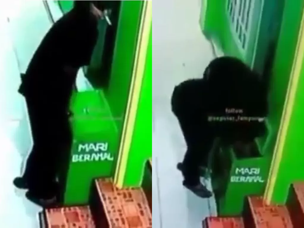 Dua pria terekam CCTV bongkar dan kuras habis isi kotak amal masjid di Lampung (Instagram/ devina_jasmine_wijaya_1)