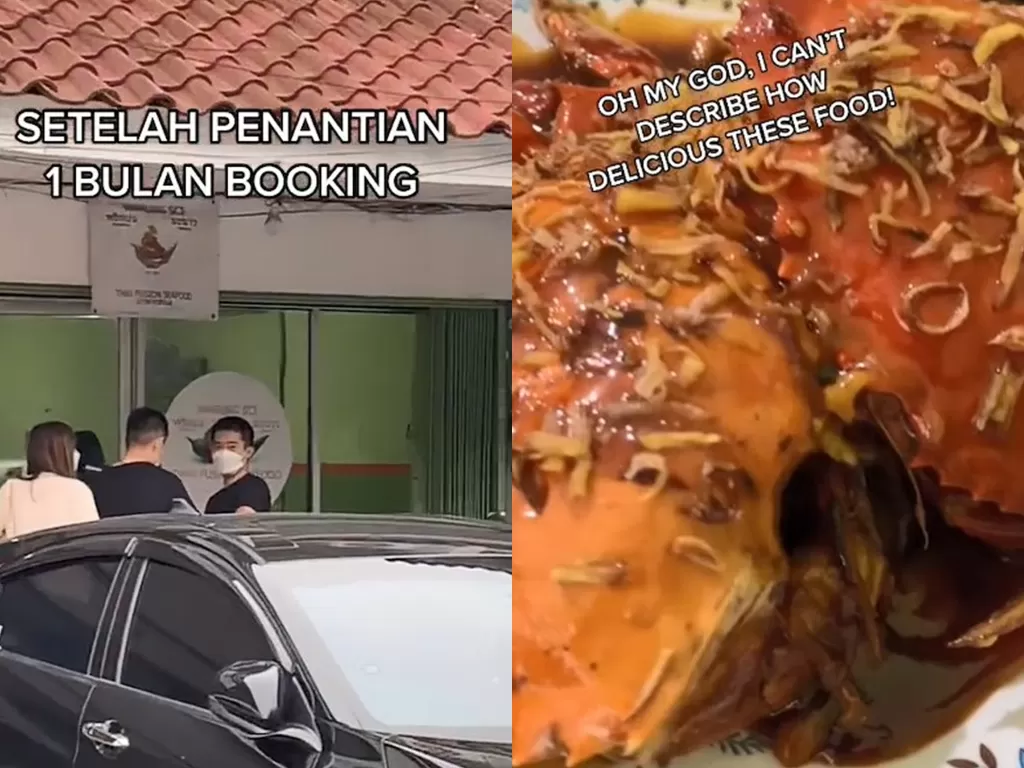 Netizen yang rela antri sampai 1 bulan untuk makan seafood. (TikTok/nmaulidaz)