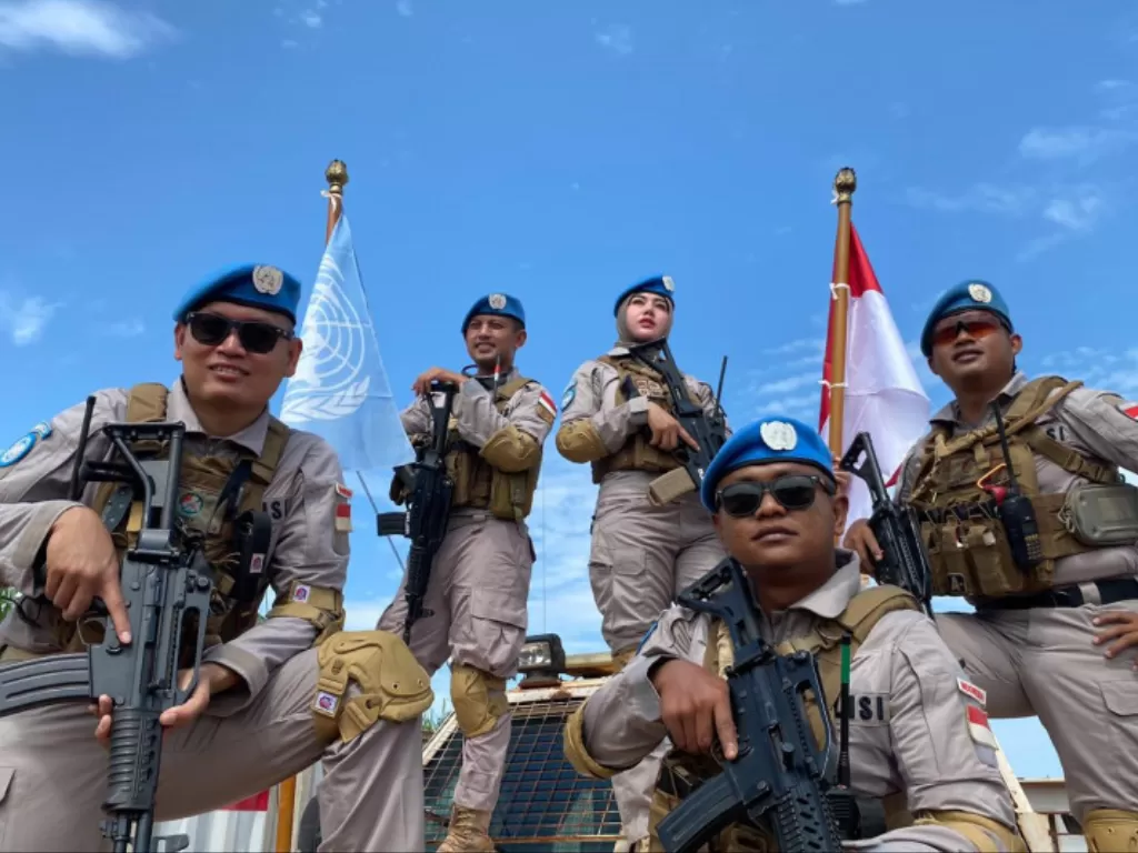 Sebanyak lima personel Polda Banten dipercaya untuk menjalani misi perdamaian dunia di bawah organisasi Internasional Perserikatan Bangsa Bangsa (PBB) atau United Nations (UN) yang menjalankan misi perdamaian di Afrika Tengah. (Humas Polda Banten) 