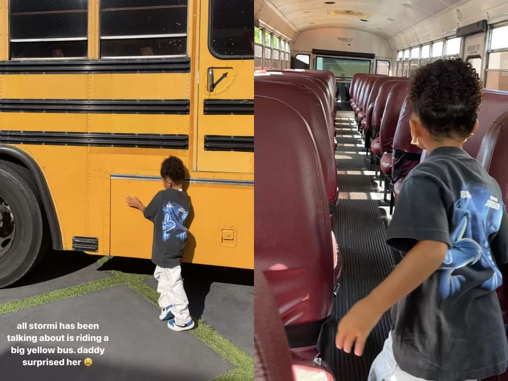 Tampilan Stormi Jenner di bus sekolah yang diberikan ayahnya, Travis Scott. (photo/Twitter/@biancadanello)