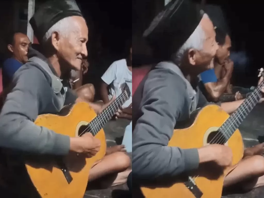 Seorang kakek yang jago bermain gitar. (TikTok/ boim787898)