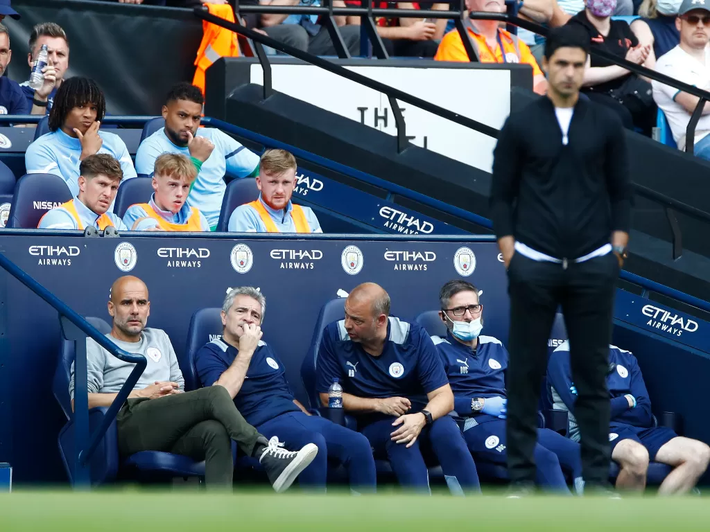 Pelatih Manchester City, Pep Guardiola. (photo/Reuters/Jason Cairnduff)
