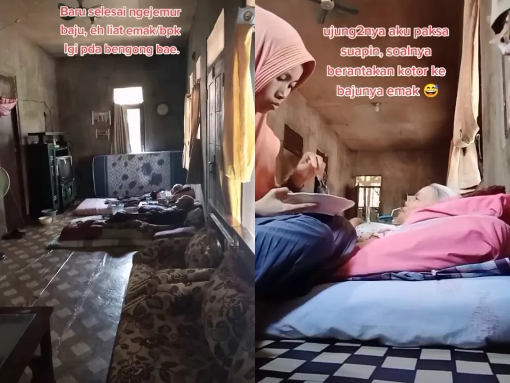 Wanita bagikan kisahnya yang merawat kedua orang tuanya yang sudah lansia (TikTok/bisul_item)