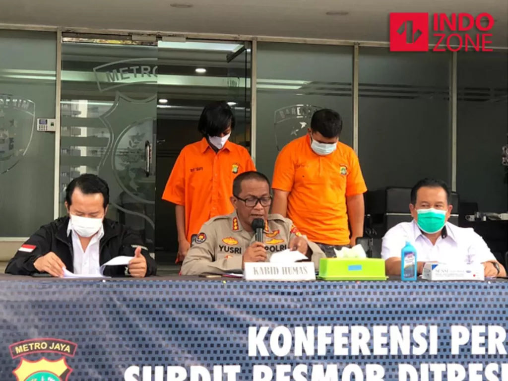 Konferensi pers kasus begal di Mapolda Metro Jaya, Jakarta. (INDOZONE/Samsudhuha Wildansyah).