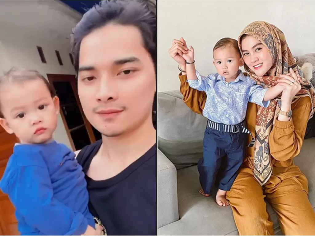 Kiri: Alvin Faiz dan anak Henny Rahman. (Instagram/@alvin_411) / Kanan: Henny Rahman dan anaknya. (Instagram/@hennyyrahman)