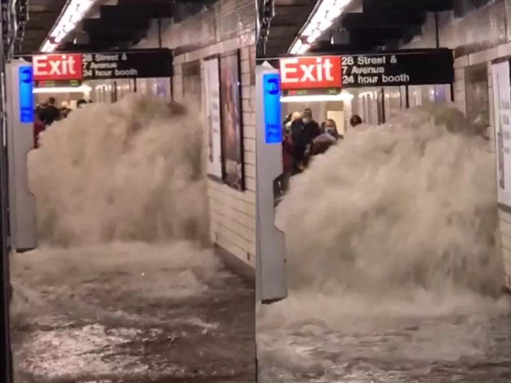 Banjir di New York. (Photo/Twitter/@BenNollWeather)