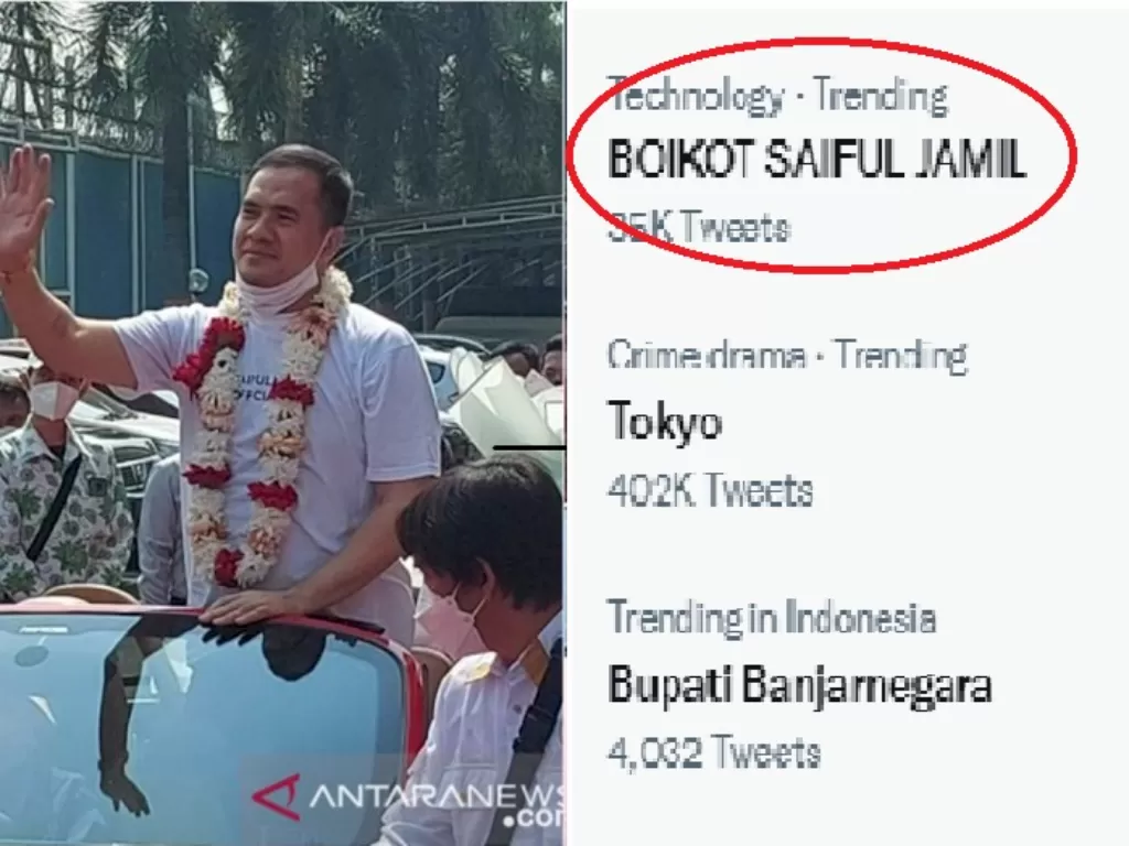 Saiful Jamil (Antara), tagar Boikot Saiful Jamil. (Twitter).