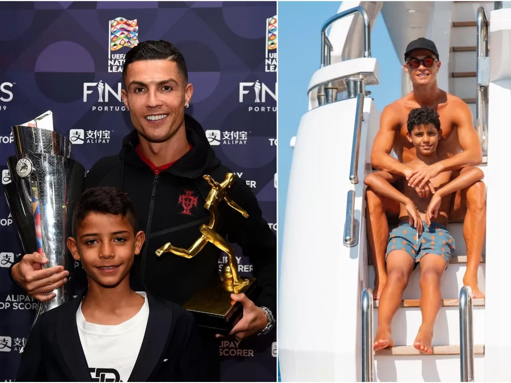 Cristiano Ronaldo dan putra sulungnya. (photo/Instagram/@cristiano)