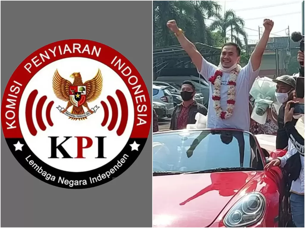Kiri: Logo KPI. (photo/Istimewa). Kanan:  Saipul Jamil saat bebas dari Lembaga Permasyarakatan Kelas 1 Cipinang, Jakarta, Kamis (2/9/2021). (photo/ANTARA/Yogi Rachman)