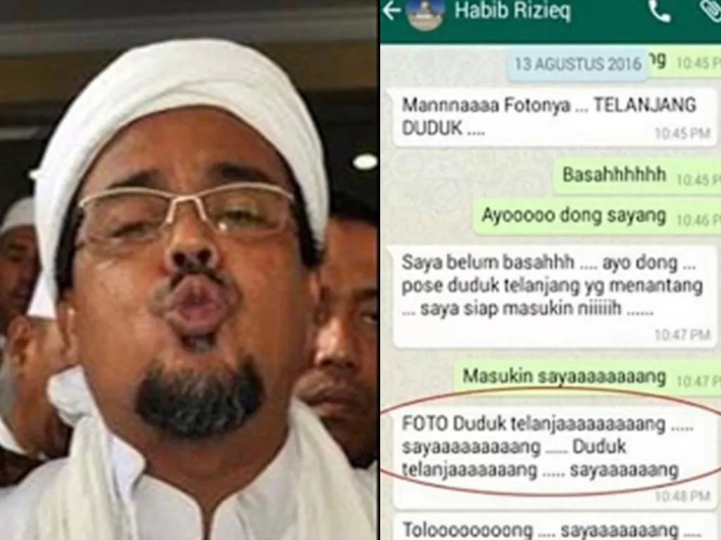 Kasus dugaan pornografi chat mesum Habib Rizieq terhadap FH (Istimewa)