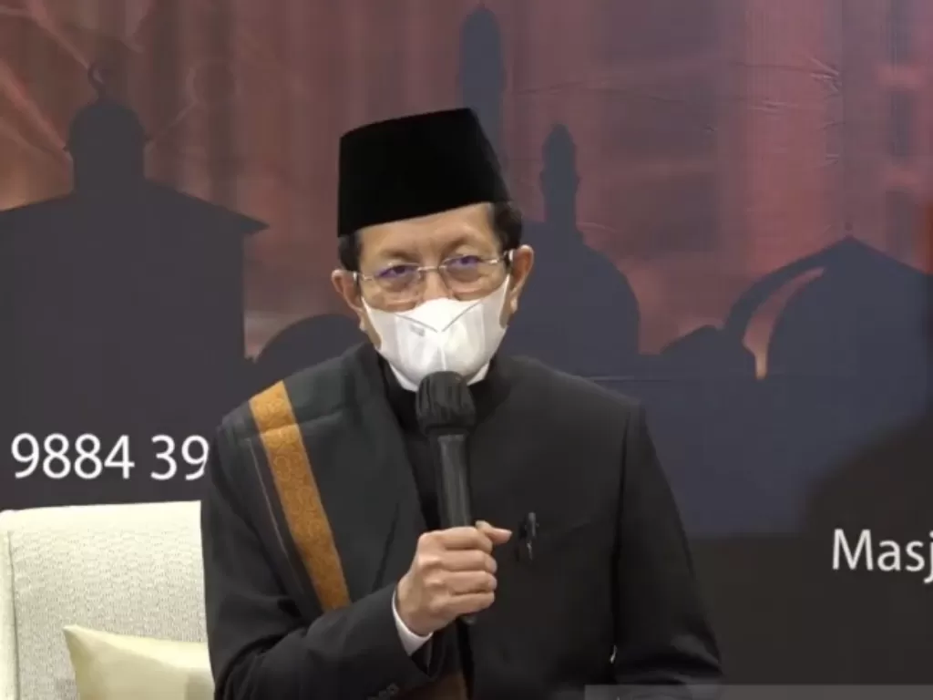 Imam Besar Masjid Istiqlal Nasaruddin Umar saat menjadi pembicara dalam Diskusi Virtual Nasional Lintas Agama, Selasa (7/9/2021) (Tangkapan layar/YouTube)