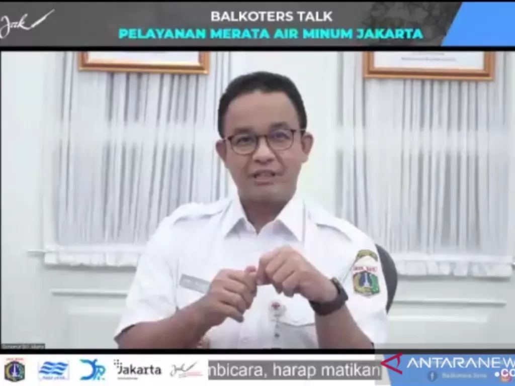 Gubernur DKI Jakarta Anies Baswedan saat memberikan paparan pada acara diskusi (ANTARA/TL/Ricky Prayoga)