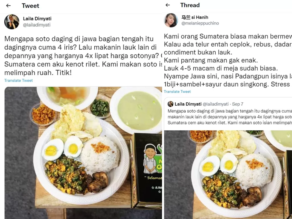 Netizen mengeluhkan sajian soto yang dijual di Jawa (Tangkapan layar/Twitter)