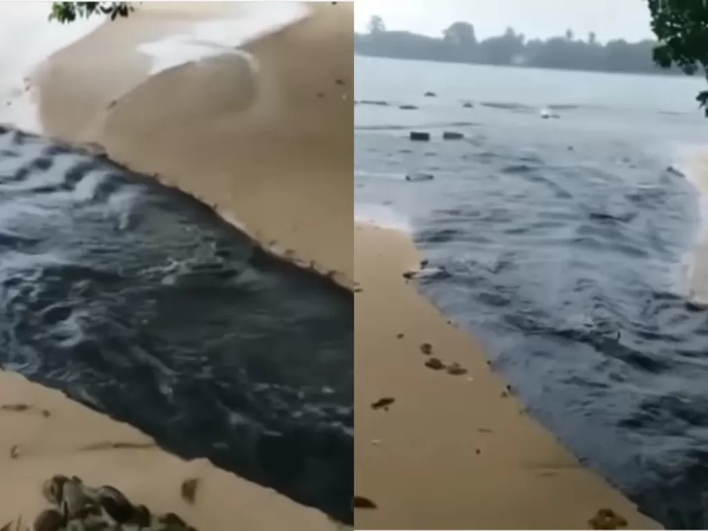 Limbah tambak udang di Carita Pandeglang diduga dibuang ke laut (Instagram/info.banten)