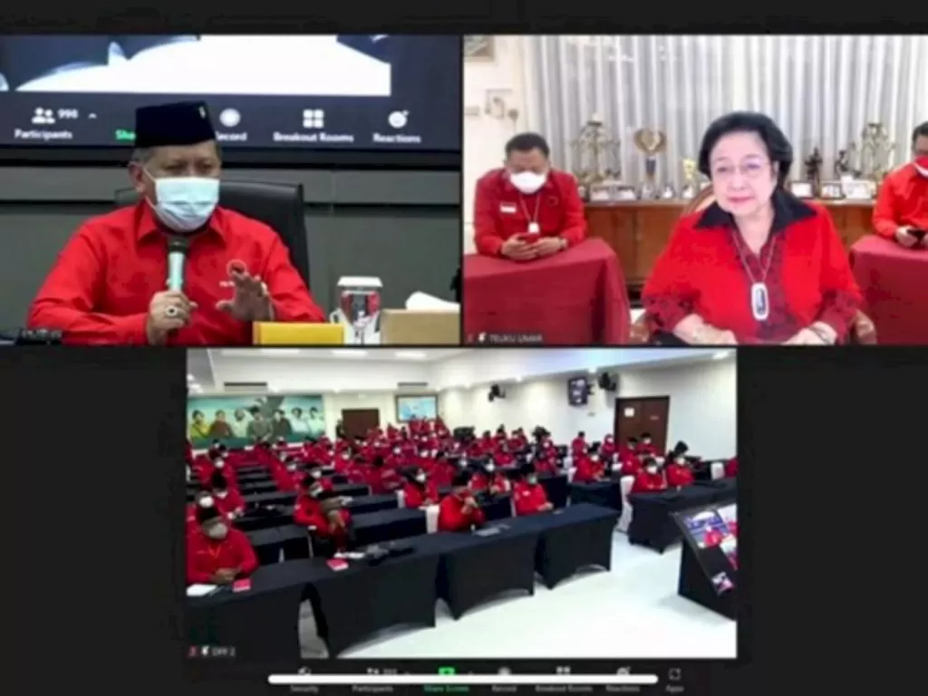 Tangkapan layar Ketum PDIP Megawati dan Sekjen PDIP Hasto Kristiyanto. (pdiperjuangan.id)