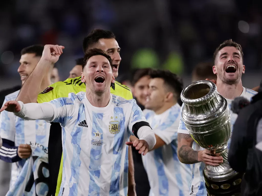 Bersama Argentina, Lionel Messi memecahkan rekor gol Pele (REUTERS/Juan Ignacio Roncoroni)