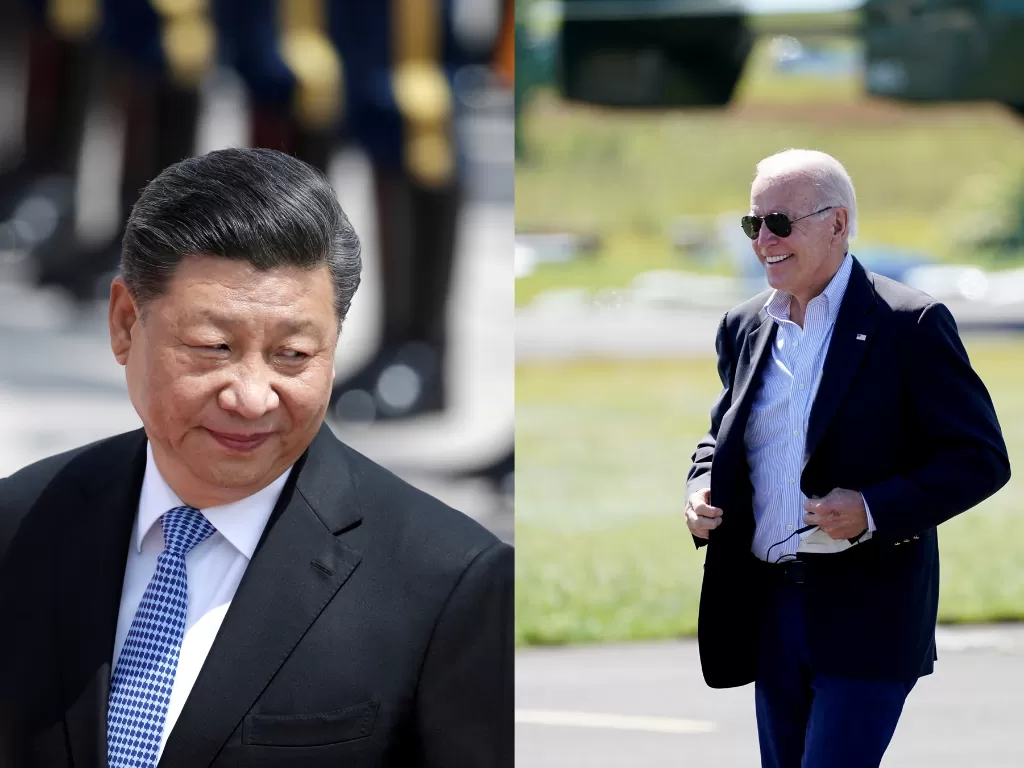 Presiden AS Joe Biden (kanan), presiden China Xi Jinping (kiri). (REUTERS/Jason Lee/Elizabeth Frantz REFILE)