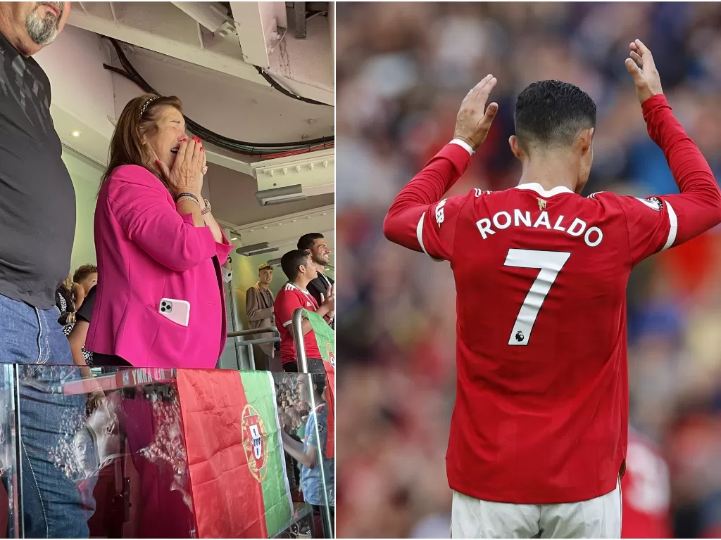 Tangis haru ibunda Cristiano Ronaldo. (photo/Twitter/@Ambo_91/REUTERS/Phil Noble)