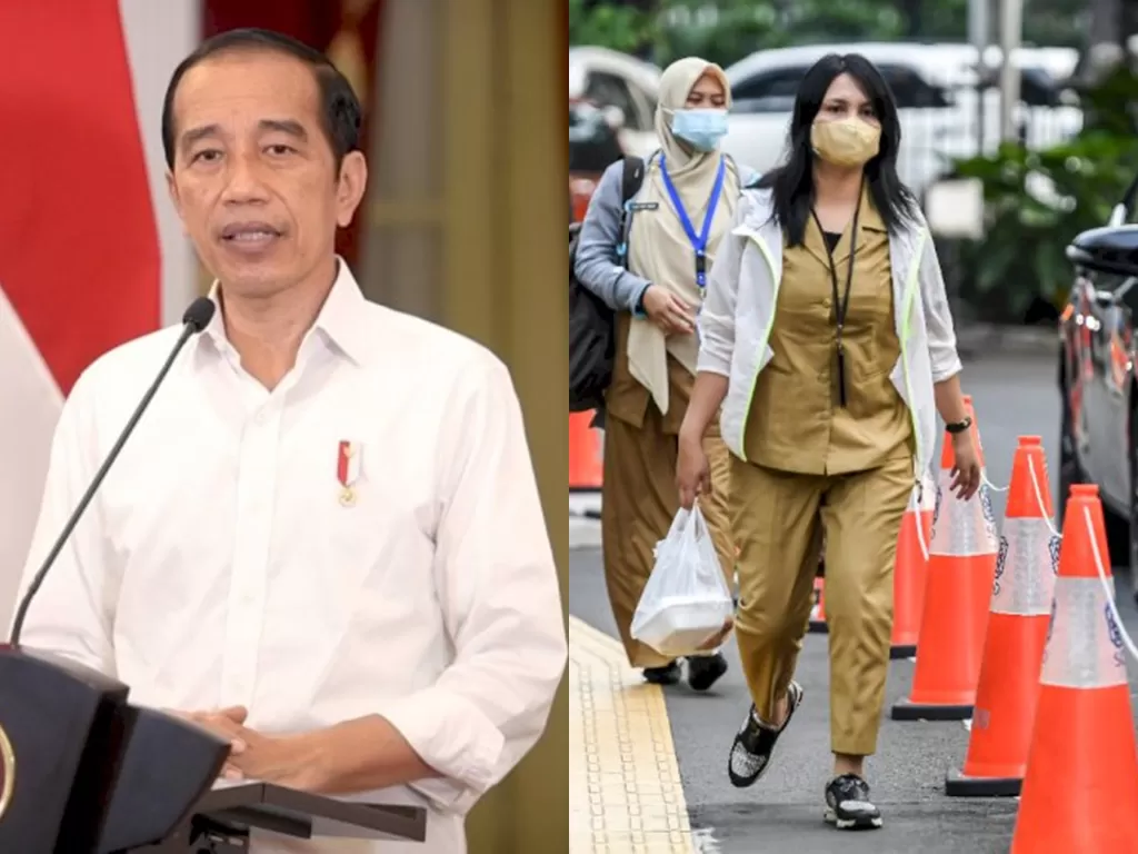 kiri: Presiden Jokowi (ANTARA FOTO/Biro Pers dan Media Setpres) / kanan: Ilustrasi PNS (ANTARA/M Risyal Hidayat)