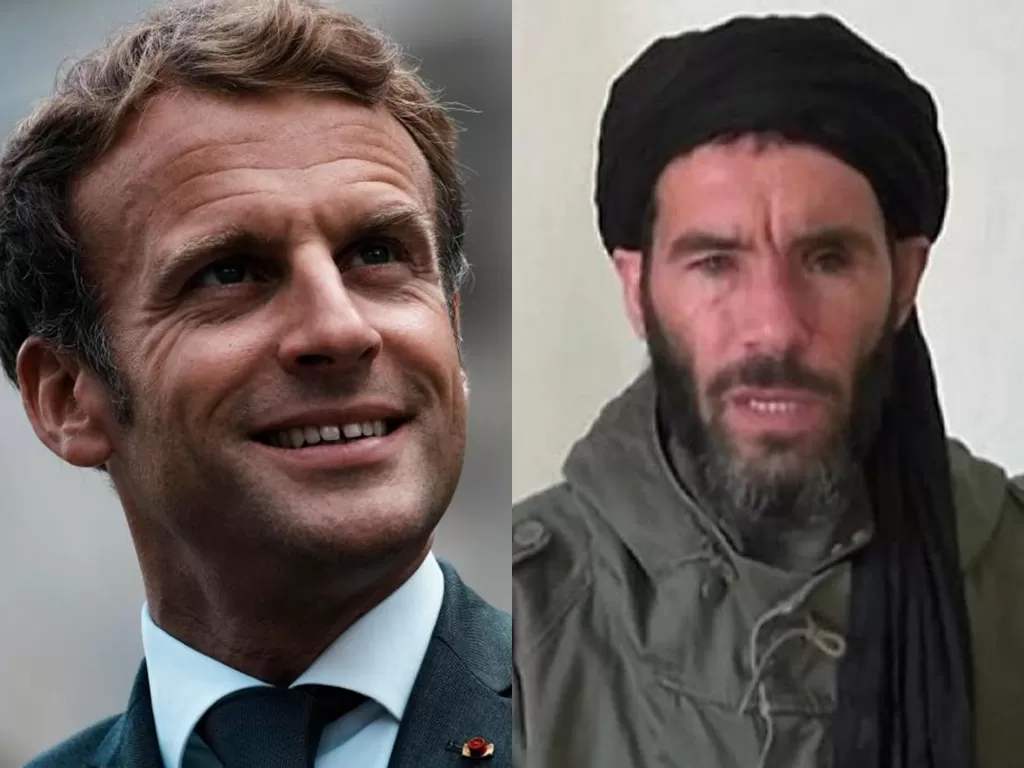 Kiri: Presiden Prancis, Emmanuel Macron. (Photo/The Times) Kanan: Pemimpin ISIS. (Photo/Daily Star)