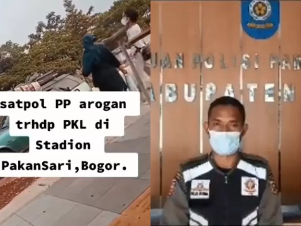 Oknum Satpol PP cekik pria saat tertibkan PKL di kawasan stadion Bogor (Instagram/bogor24update) 