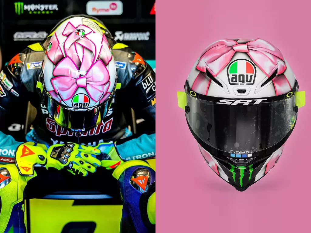 Desain helm baru Valentino Rossi di MotoGP San Marino 2021 (photo/Twitter/@ValeYellow46)