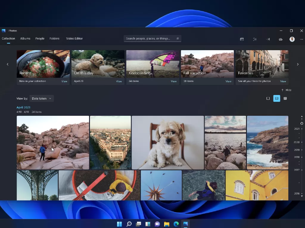 Tampilan baru dari aplikasi Photos di sistem operasi Windows 11 (photo/Microsoft)