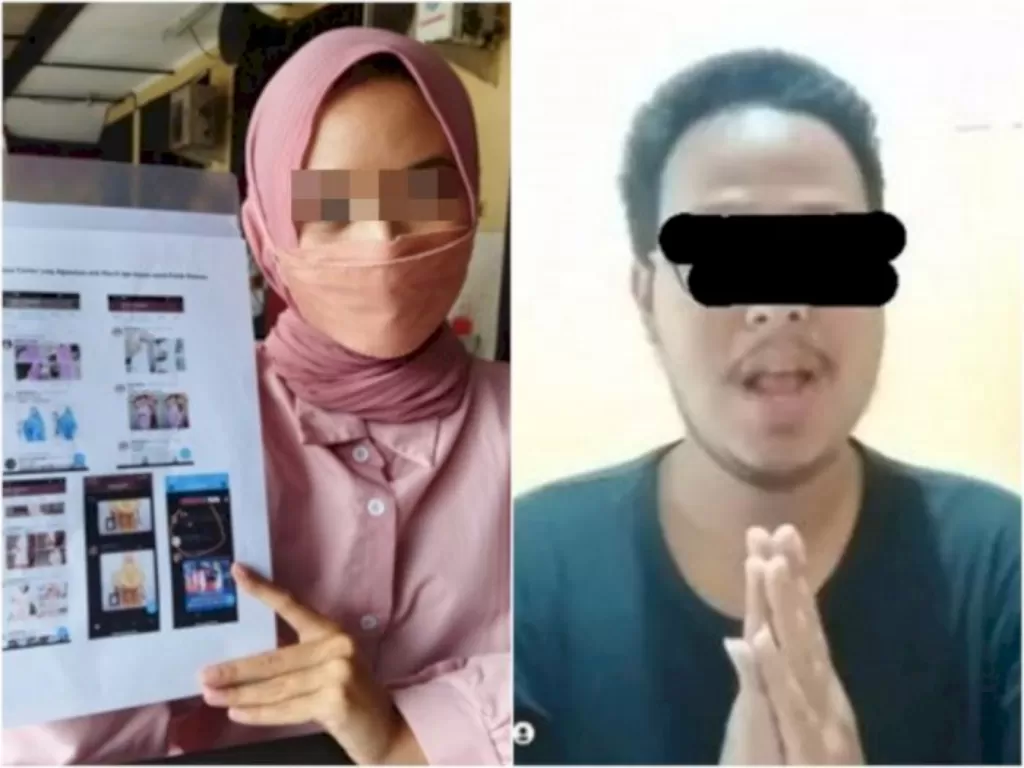Kiri: Salah satu korban fetish mukena Malang melapor ke Polresta Malang Kota. (photo/dok.istimewa) Kanan: Klarifikasi terduga pelaku fetish mukena di Malang. (photo/dok.Istimewa)