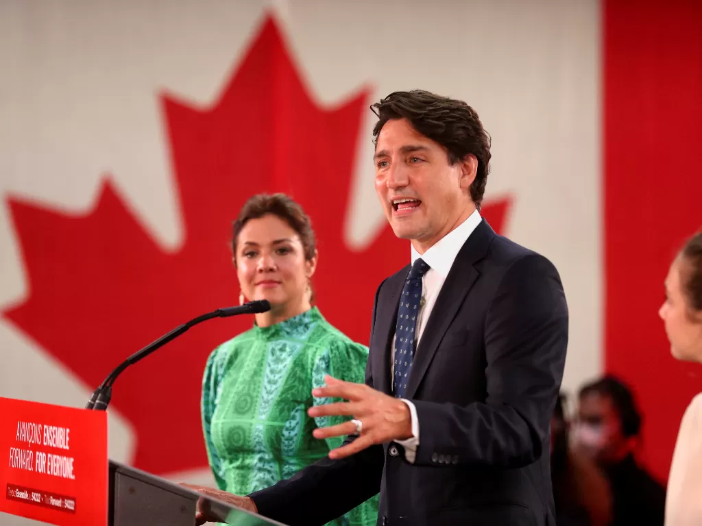Justin Trudeau menangkan pemilu 2021. (REUTERS/Christinne Muschi)