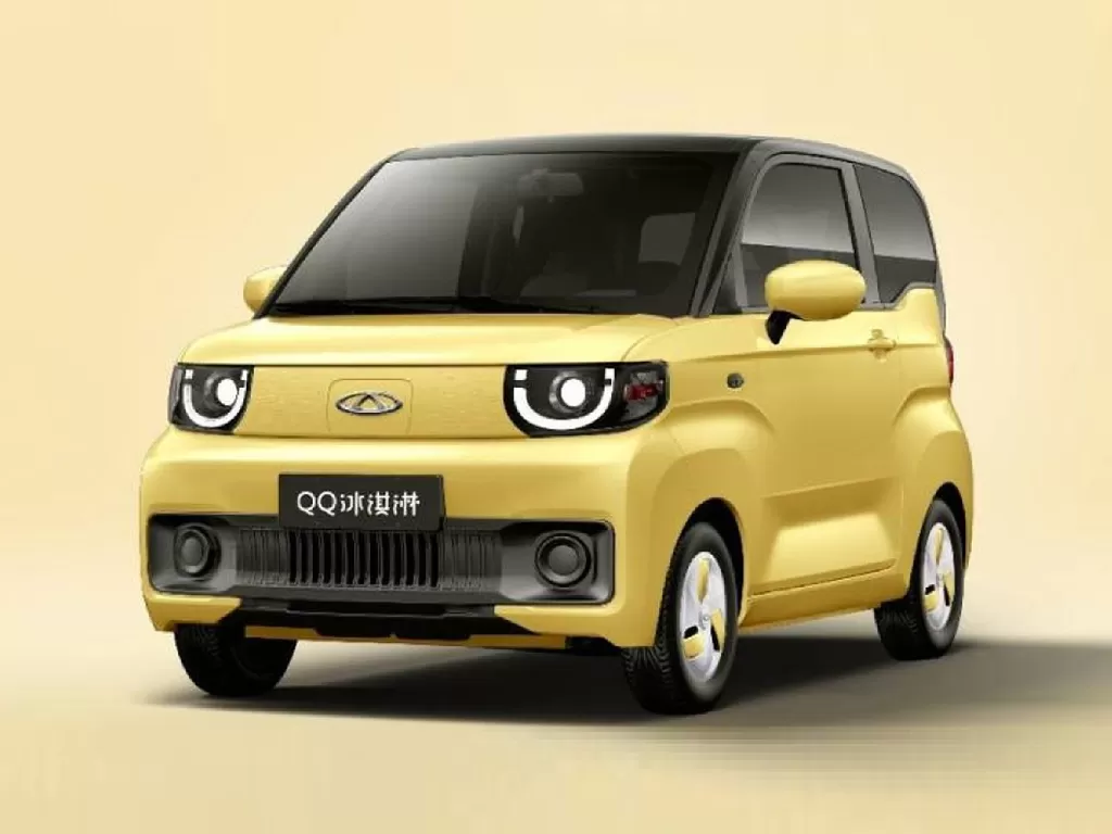 Tampilan mobil listrik Chery QQ Ice Cream dengan warna kuning (photo/Chery)
