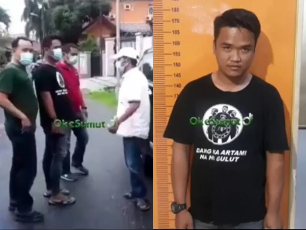 Pria pungli yang tantang petugas polsek dan ancam pedagang di Medan ditangkap (Instagram/okesumut)
