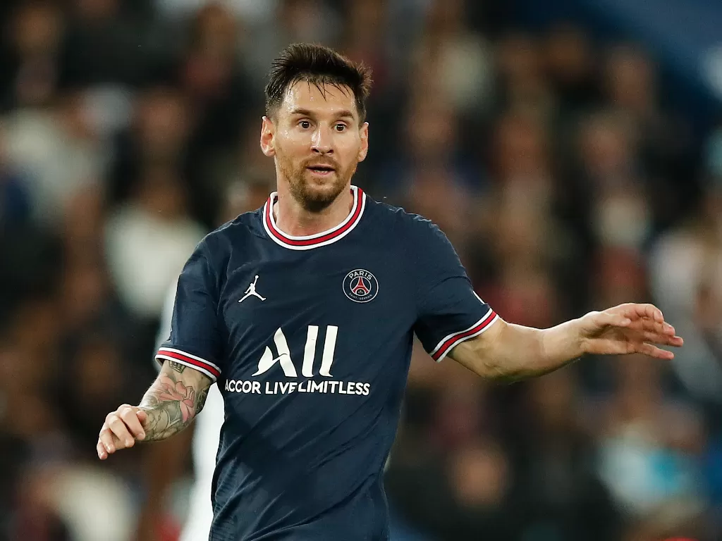 Lionel Messi saat membela PSG di laga melawan Lyon (REUTERS/Benoit Tessier)