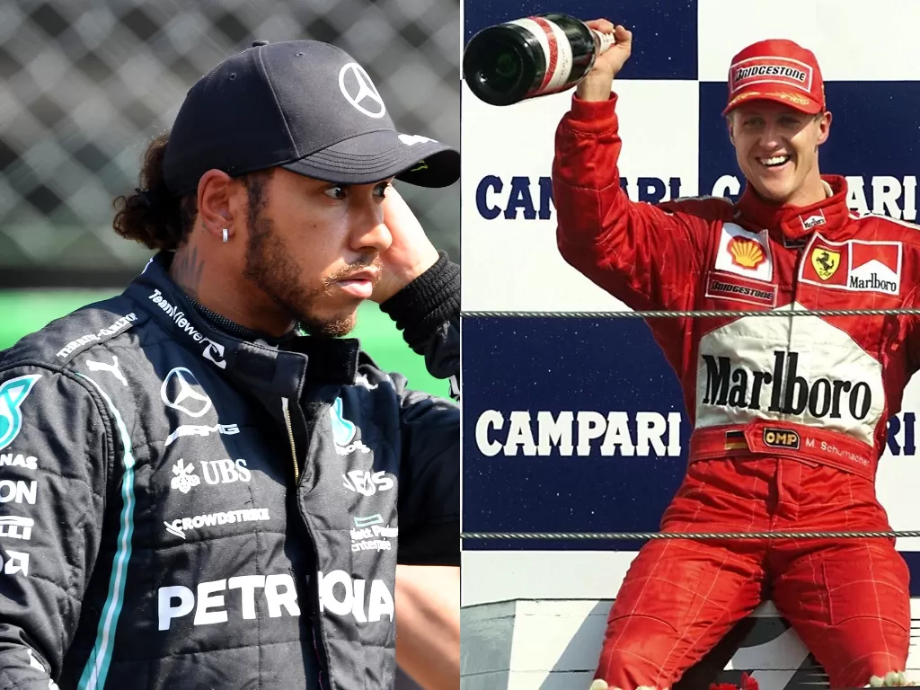 Lewis Hamilton (kiri), Michael Schumacher (kanan) (REUTERS/JENNIFER LORENZINI/Instagram/@michaelschumacher)