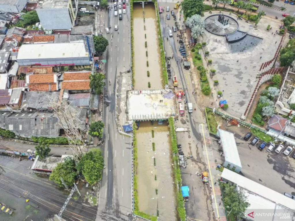 Ilustrasi. Foto aerial banjir yang menggenangi terowongan lintas bawah (underpass) Jalan Letjend Soeprapto, Senen, Jakarta, Selasa (25/2/2020). (photo/ANTARA FOTO/Muhammad Adimaja/ilustrasi)