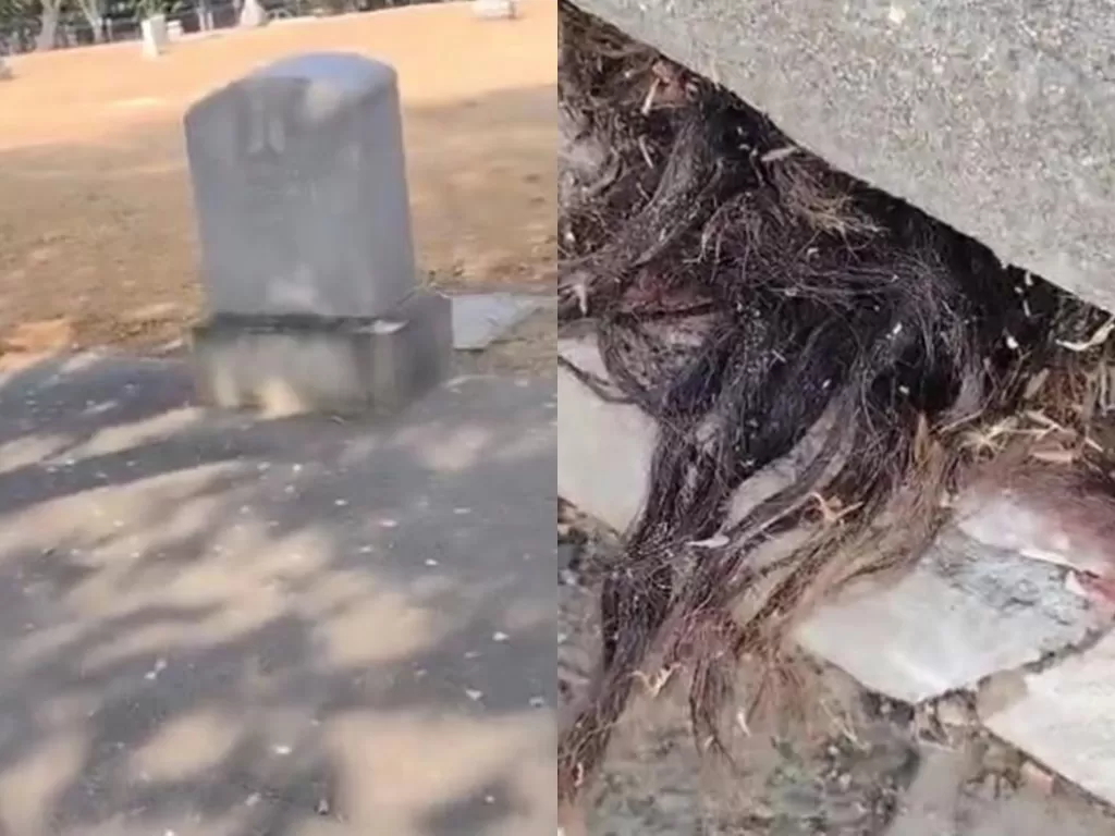 Pria ini menemukan rambut dari dalam kuburan. (Photo/YouTube/Caught On Cam)