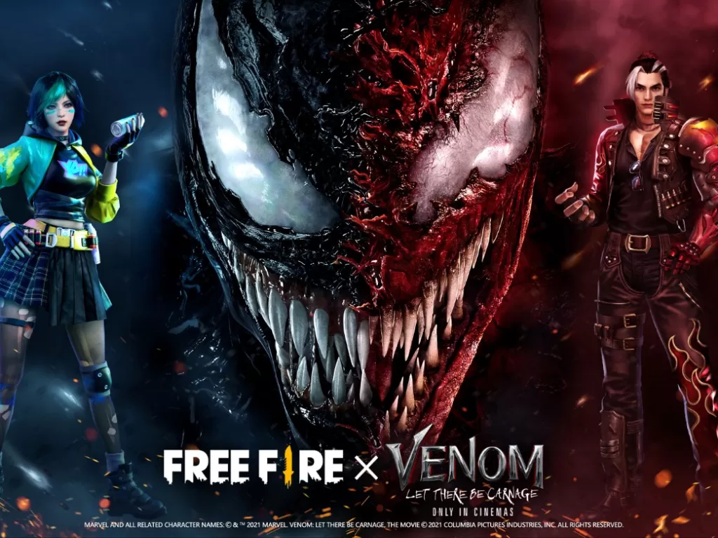 Kolaborasi Free Fire dan Venom. (Garena)